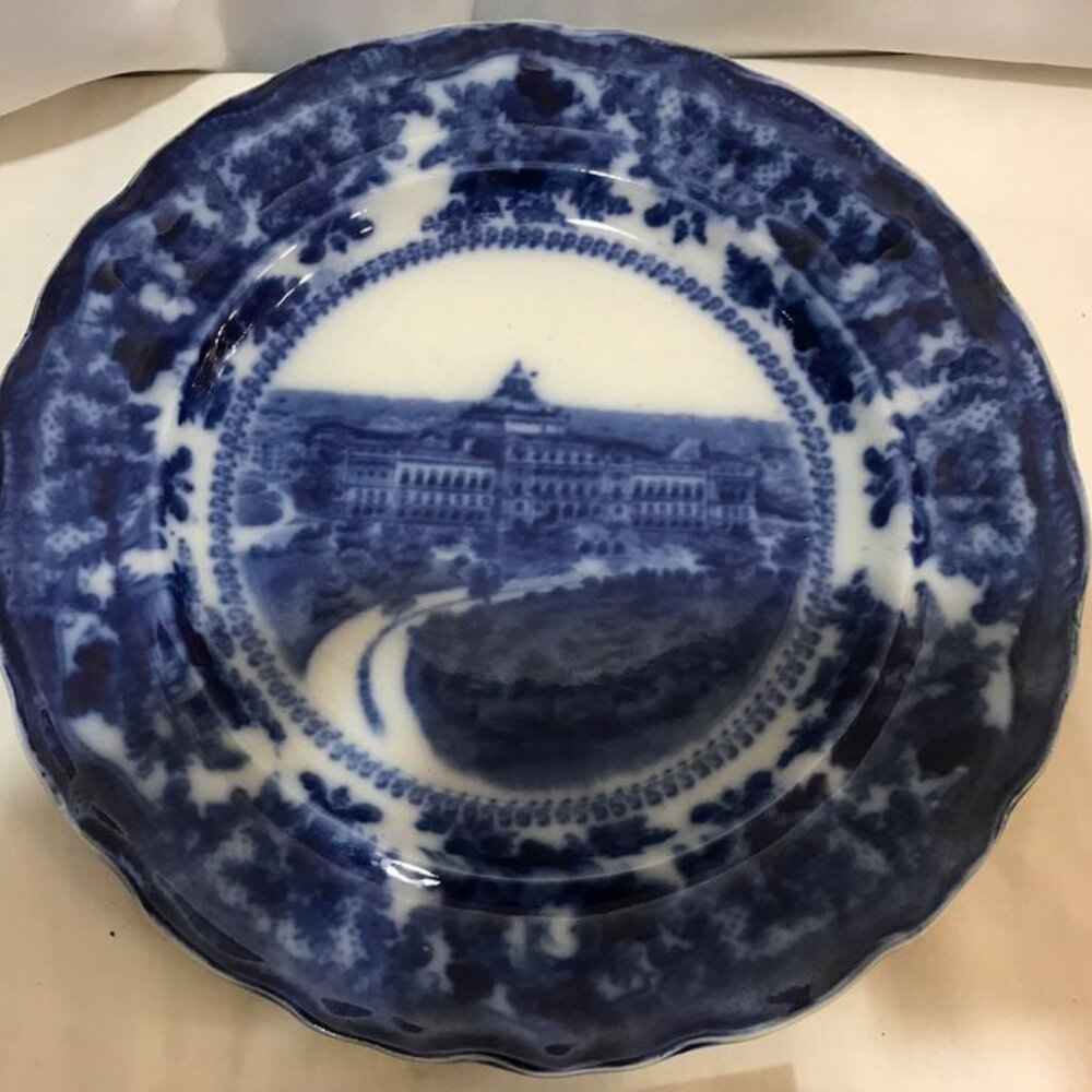 1900 antique flow blue " congressional library Washington" Adams co plate 10"
